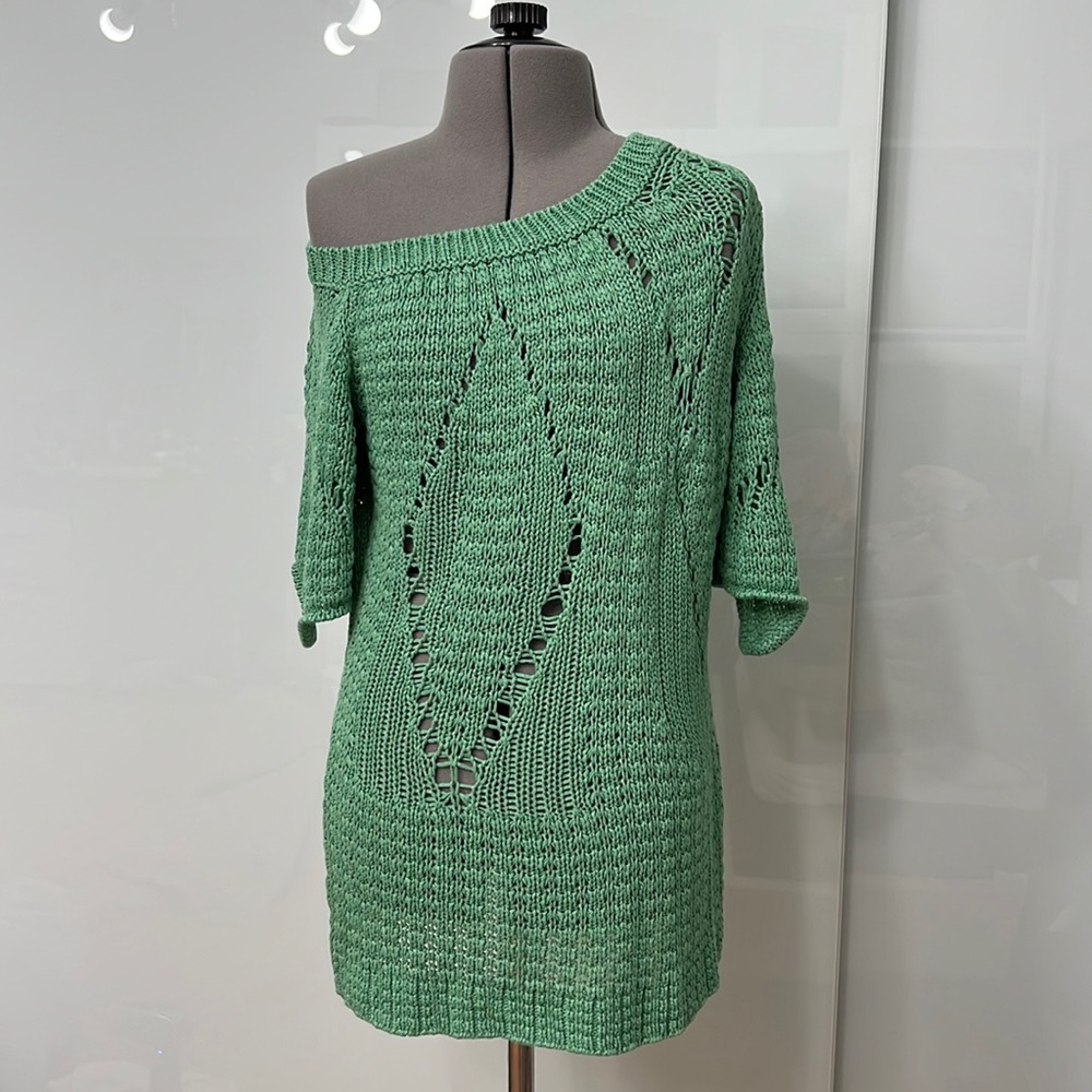 SPACE Style Concept stylish long asymmetric shoulder sweater Made In Italy